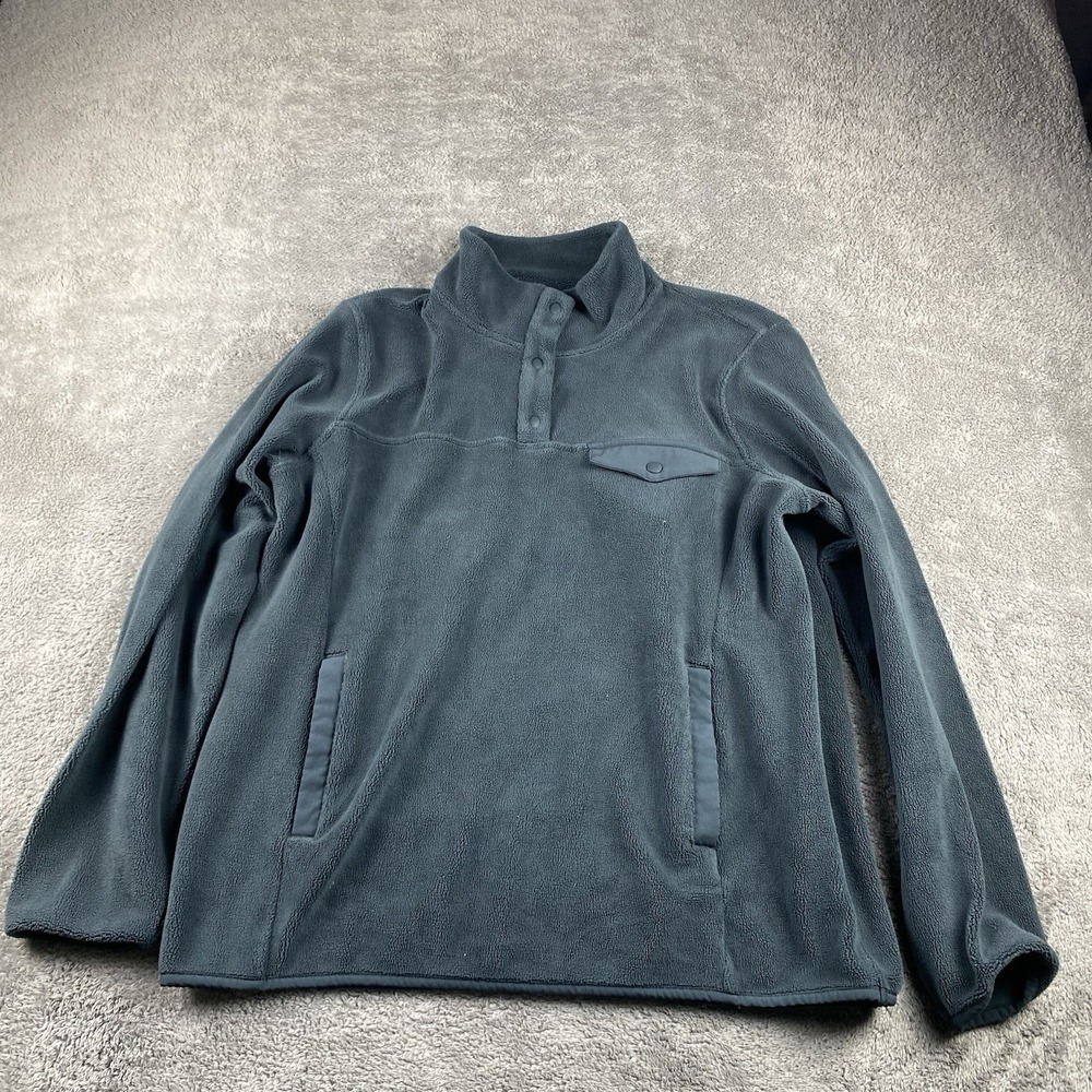 32 Degrees Jacket Mens Small‎ Gray Fleece High Neck Long Sleeve Button Up